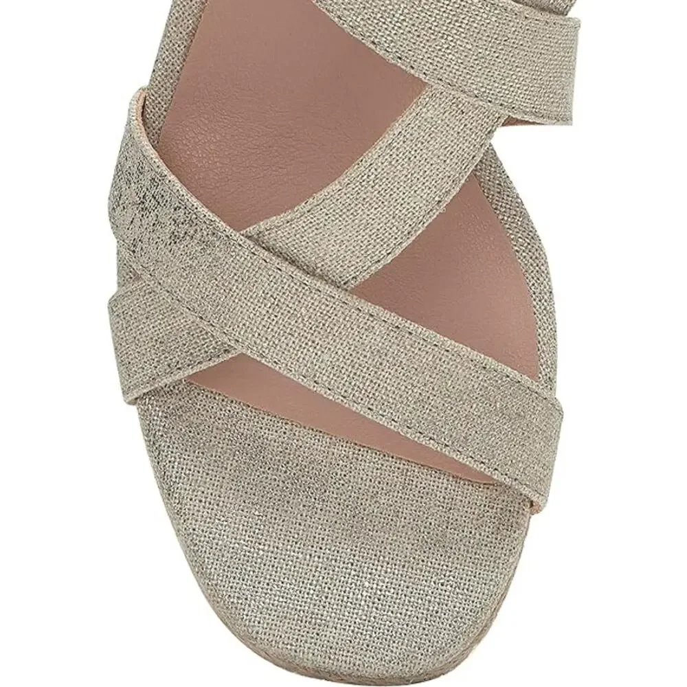 NEW Lucky Brand Mytila Espadrille Sandals Women's Size 9.5 M Wedge Natural Gold